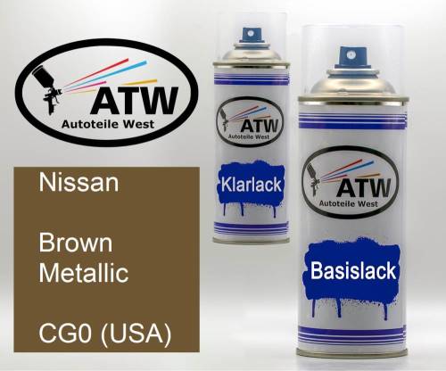 Nissan, Brown Metallic, CG0 (USA): 400ml Sprühdose + 400ml Klarlack - Set, von ATW Autoteile West.